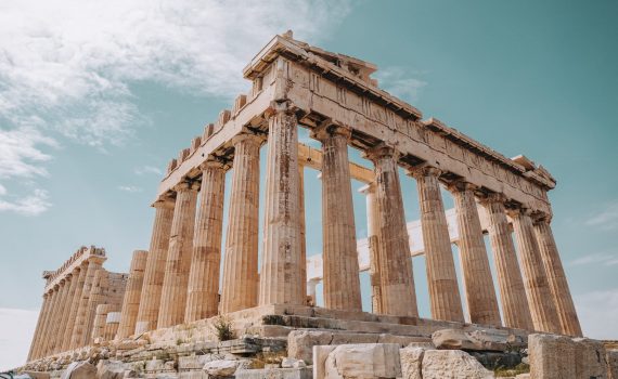 old ruins of columns of medieval temple