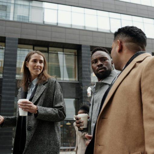 coworkers taking a coffee break