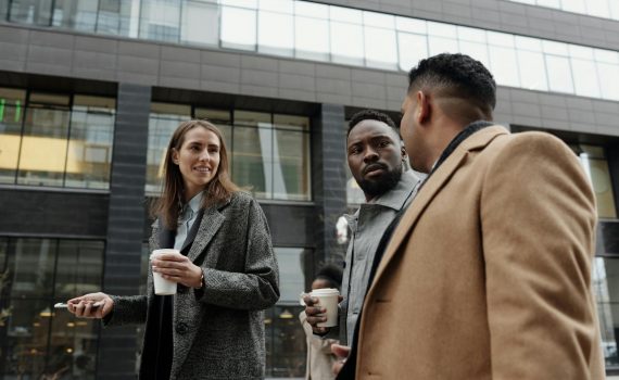 coworkers taking a coffee break