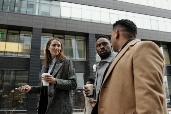 coworkers taking a coffee break